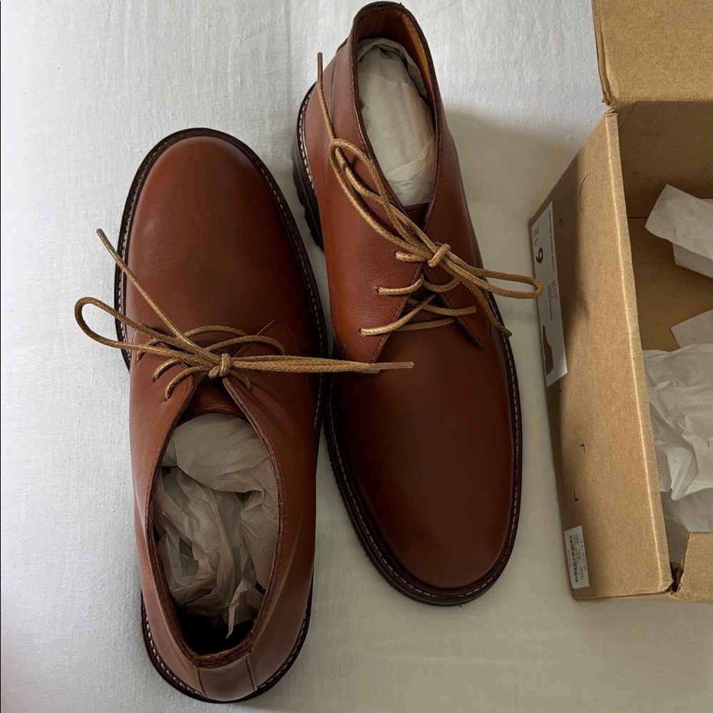 J. Crew Tan Men's Leather Desert Boot Sz 9 NEW